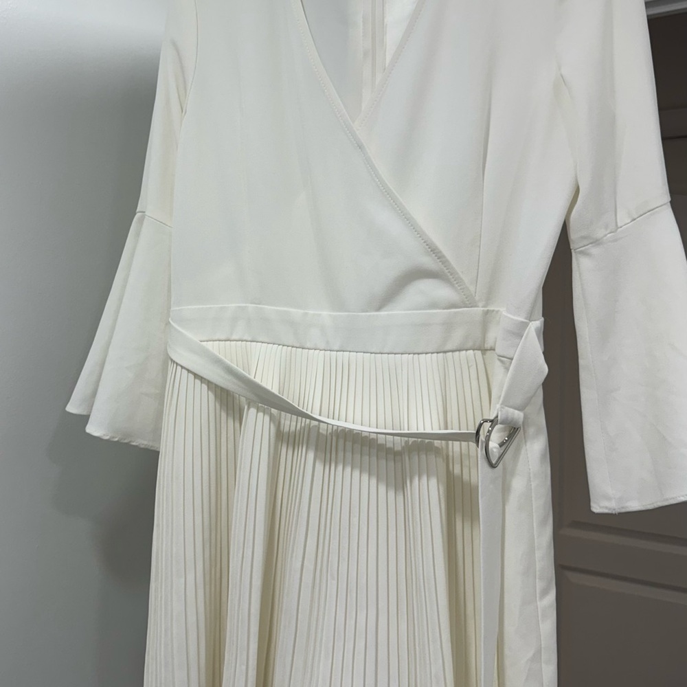 bebe Cream Long Sleeve Wrap Jumpsuit